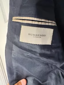 Burberry London Navy Blue Wool Blazer (Gold Logo Buttons missing ) Men’s 40 R - Picture 1 of 13