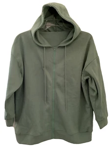 Womens Full Zip Hoodie Cotton Polyester Fleece Soft Green Plus Size 2X NEW - Picture 1 of 8