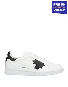 RRP€390 DSQUARED2 Leather Sneakers US9 UK8 EU42 White Logo Flat Made in Italy - Bild 1 von 9