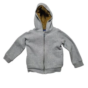 Carters Kid Boys Size 5 Gray Zip-Up Hoodie Jacket With Faux Fur Lining - Picture 1 of 12