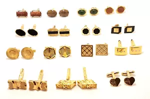 Gemelos vintage de diamantes de imitación de piedras preciosas tono dorado para hombre (lote de 15 pares) - Imagen 1 de 16