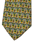 Salvatore Ferragamo Italy Silk Necktie Tie Leopard Palm Trees Jungle Triangles