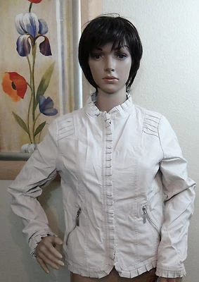 NUEVO CON DEFECTO JOUJOU Piedra Volantes y Detalle de Pliegue Cremallera Chaqueta de Cuero Vegano, L Foto 1 de 4