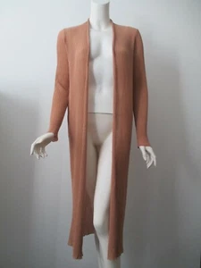 Suéter Cárdigan Largo Eileen Fisher Desnudo Oscuro Tejido Acanalado Frente Abierto Elástico S/P - Imagen 1 de 10