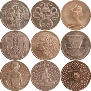 2019 Mini Mintage 1 oz .999 Pure Copper BU Round / Challenge Coin - 9 Designs - Picture 1 of 28