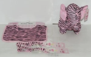 Conjunto de regalo a juego con patrón de cebra rosa negro para bebé Ganz niña - Imagen 1 de 9