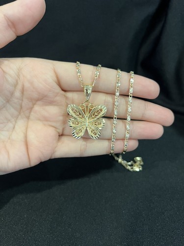 Ciondolo farfalla filigrana mariposa donna ragazza placcato oro e catena Valentino