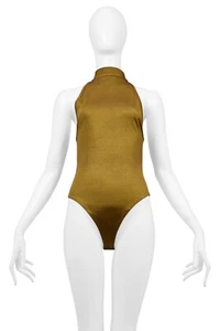 VINTAGE ALAIA BRONZE BODYSUIT WITH BUTTON UP BACK - Picture 1 of 7