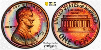 1969 S TONED PROOF CENT PR67 + RB MONSTER TONER - Image 1 of 3