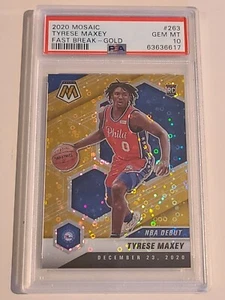 2020 Panini Mosaic NBA Debut Fast Break Gold #263 ROOKIE Tyrese Maxey /10 PSA 10 - Picture 1 of 1