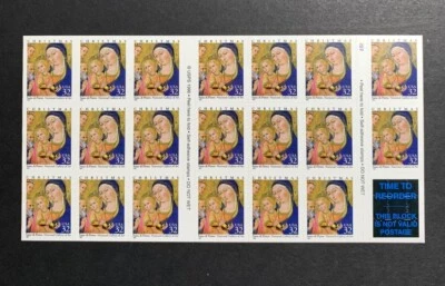 U.S. Stamps SC #3176a. 32¢ CHRISTMAS-VIRGIN & CHILD 1997. Booklet Pane of 20 - Image 1 of 2