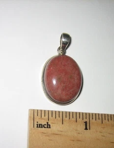21mm x 16mm STERLING SILVER THULITE STONE MINERAL OPEN BACK PENDANT 7.9g - Picture 1 of 6
