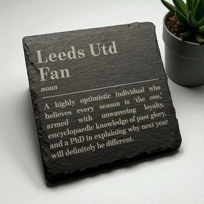 BORDER GIFTS Leeds Utd Fan Definition Slate Coaster | Leeds Utd Football Club | Football Fan
