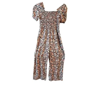 Girl's Art Class Floral Jumpsuit w/ Ruched Bodice and Flowy Legs -L-10/12 - Picture 1 of 5