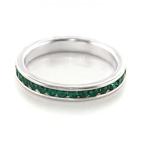 STERLINGSILBER PLATTIERT EWIGKEIT VORSTECKBAR KRISTALL GEBURTSSTEIN RINGE-GRÖSSEN 5-10 - Bild 1 von 2