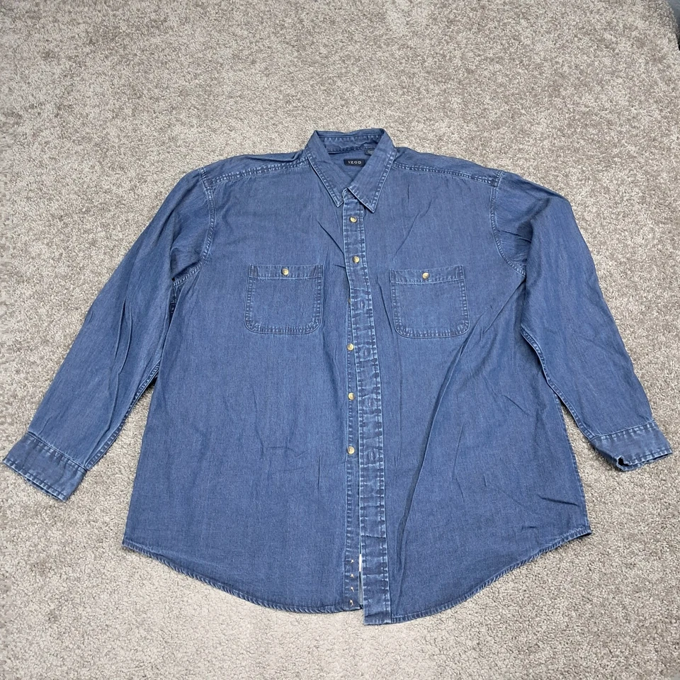 Camisa para mujer Izod manga larga abotonada azul denim 2X-grande Foto 1 de 4