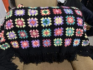 Manta cuadrada afgana abuela hecha a mano 26X98 sofá tiro - Imagen 1 de 5