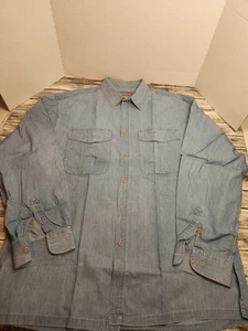 Simms Men's XL Blue Denim Long Sleeve Button Down Fishing Shirt - Picture 1 of 11