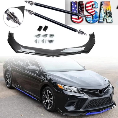 Carbon Front Bumper Lip Spoiler Splitter+Strut Rod For Toyota Venza Foto 1 de 4