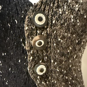 Amy Brill Sweaters Artsy Open Side Vest Silk Blend Custom Buttons Brown OS M L - Picture 1 of 14