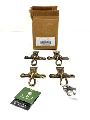 Juego de 4 ganchos de pared de latón hechos a mano para gatito gato India con herrajes Nuevo en caja Foto 1 de 4
