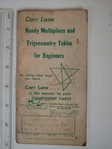 1977 Carr Lane Handy Multipliers & Trigonometry table for Engineers - Bild 1 von 7