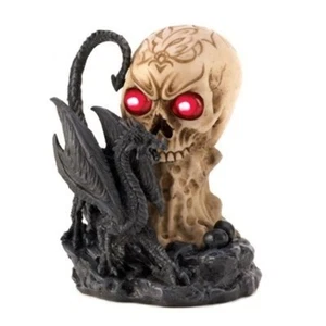 LIGHTED SKULL & DRAGON Halloween Decoration Prop Figurine Sculpture Statue - Picture 1 of 1