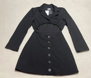 Danielle Bernstein Blazer Dress Women's XS Black Stretch Crepe Long Sleeve - Picture 1 of 11