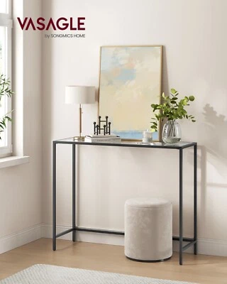 Console Table Entrance Table Tempered Glass Table Top BlackTransparent LGT026B01