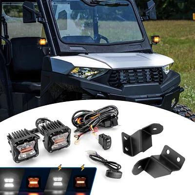 Vainas estroboscópicas blancas ámbar de 3"" para Polaris Ranger EV/ETX + soportes de pilar A + cable DT Foto 1 de 4