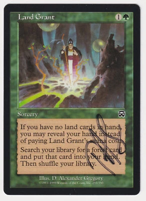 Signed Land Grant MP Mercadian Masques Artist D. Alexander Gregory MTG Magic EDH - Image 1 of 2