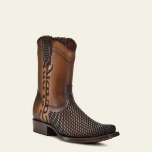 1J2YRS - Cuadra honey casual cowboy cowhide ankle boots for men - Picture 1 of 9