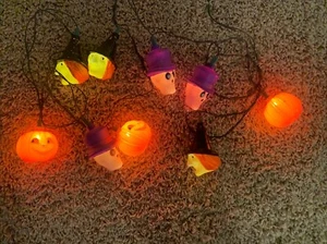 Vintage Halloween Blasform Lichterkette HEXE, SKELETT & KÜRBIS FEHLT 1 - Bild 1 von 8