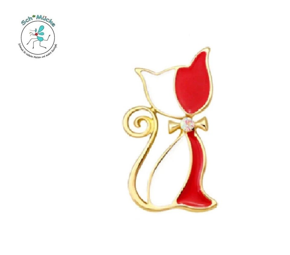 Brosche Katze Halsband 2,2 x 3,3 cm Retro Amulett Glücksbringer Geschenkidee - Bild 1 von 1
