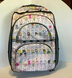 Lesportsac Roller Bag Travel Backpack Rabbits/Bunnies Design 22"x14"x9" - Picture 1 of 11