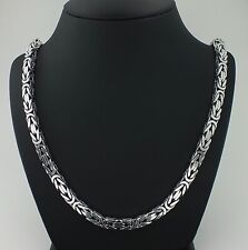 Silver King's Chain Necklace Cubic 7mm Thick Solid 925 Sterling Turkish Jewelry