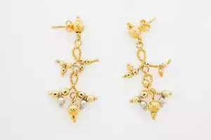 Estate Sale 14k Multi-Tone Gold Gemstone Chandelier Earrings Multicolor 8.10g - Picture 1 of 4