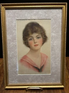 1916 Prudential Girl gerahmt Passepartout Versicherung Co Werbung Kunst Kalender Druck - Bild 1 von 11