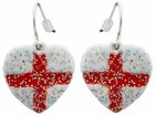 St George flag England heart shaped earrings pierced ears Football Rugby Tennis