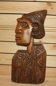 Vintage African hand carving wood wall hanging plaque - Picture 1 of 7