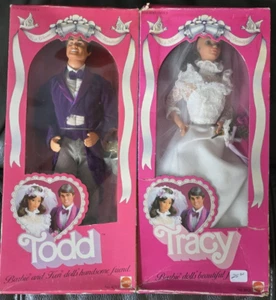 BARBIE 1982 "TRACY & TODD" BRIDE & GROOM DOLLS- STEFFIE FACE #4103 & #4253 -NRFB - Picture 1 of 20