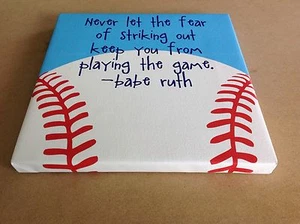 Babe Ruth Baseball citazione tela non lasciare mai la paura di colpire 2056 - Foto 1 di 3