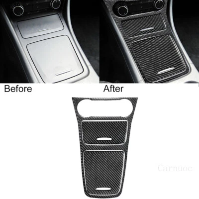 Juego de 3 pegatinas de consola central de fibra de carbono para Mercedes Benz CLA GLA Foto 1 de 4