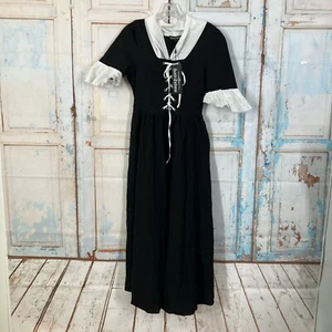 SCARLET DARKNESS Women Renaissance Shortsleeve Medieval Dress Small Black/White - Picture 1 of 13