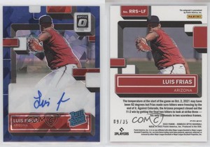 2022 Donruss Optic Navy Blue Cracked Ice Prizm /35 Luis Frias Rookie Auto RC