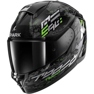 CASCO MOTO INTEGRALE SHARK RIDILL 2 MOLOKAI NERO VERDE DOPPIA VISIERA TG M - Foto 1 di 3