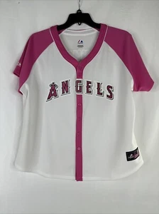 Majestic Anaheim Angels Mark Trumbo #44 Baseball Jersey Womens 2XL Pink White - Picture 1 of 15