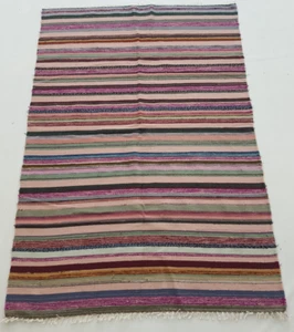 Tappeto tappeto kilim a righe tradizionale tribolo fatto a mano vintage 170x120 cm - Foto 1 di 13