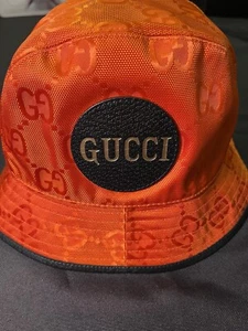 GUCCI GG GORRA NARANJA RETRO M SOMBRERO CUBO MEDIO FUERA DE LA RED 627115 TODO AUTÉNTICO - Imagen 1 de 24