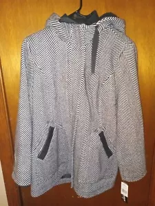 Details Intl Women's Winter Coat Size L Wool Blend Hooded Herringbone - Picture 1 of 11